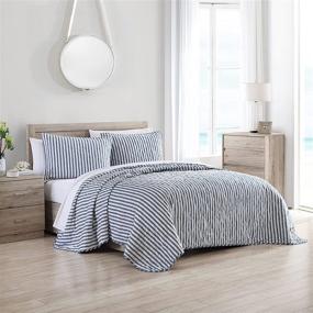 img 4 attached to Stone Cottage Willow Way Collection Quilt Set: 100% Cotton, Reversible & Lightweight Bedding with Matching Shams – Queen, Indigo