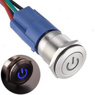 ⚡ apiele 19mm latching push button switch with power symbol led & socket plug – 12v dc (blue) logo