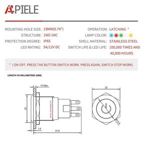 img 3 attached to ⚡ APIELE 19mm Latching Push Button Switch with Power Symbol LED & Socket Plug – 12V DC (Blue)