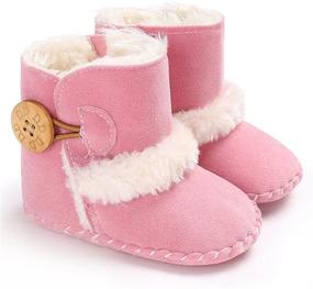 img 3 attached to 👶 Premium Button Non Slip Soft Sole Baby Boys Girls Snow Boots for Toddler First Walker Winter Warm Crib Shoes