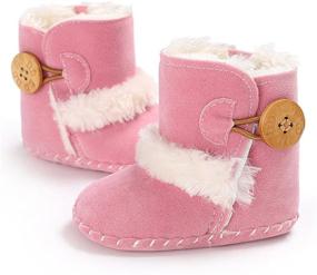 img 2 attached to 👶 Premium Button Non Slip Soft Sole Baby Boys Girls Snow Boots for Toddler First Walker Winter Warm Crib Shoes