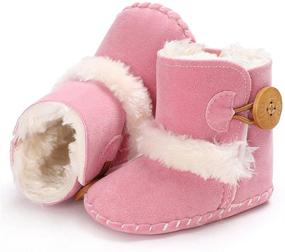 img 1 attached to 👶 Premium Button Non Slip Soft Sole Baby Boys Girls Snow Boots for Toddler First Walker Winter Warm Crib Shoes