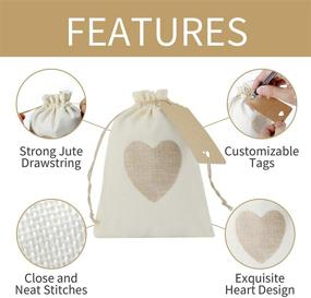 img 3 attached to 🎁 Set of 20 Heart Burlap Bags with Tags and Ropes - 5 x 7 Inch Drawstring Linen Gift Pouch for Jewelry, Makeup, Wedding, Party, Birthdays, Festival, Baby Shower Favor Gift Bags