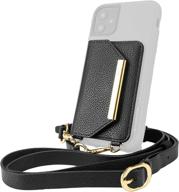 smartish stick-on crossbody wallet - dancing queen side piece, stiletto black-gold: stylish purse/clutch with detachable strap & card holder, universal fit for iphone & android phones logo