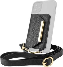 img 4 attached to Smartish Stick-on Crossbody Wallet - Dancing Queen Side Piece, Stiletto Black-Gold: Stylish Purse/Clutch with Detachable Strap & Card Holder, Universal Fit for iPhone & Android Phones