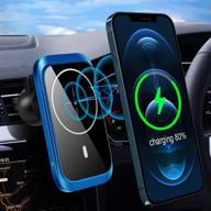 ultimate convenience: 15w magnetic wireless car charger for iphone 12/12 pro/12 mini/12 pro max, auto-alignment car phone mount air vent phone holder charger compatible with mag-safe case logo