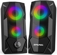 🔊 spkpal rgb gaming speaker - wired usb pc computer speakers 2.0, stereo volume control, dual channel multimedia aux 3.5mm for laptop desktop tablet phone monitors logo