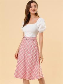 img 3 attached to Classic Chic: Allegra Women's Tartan Belted Vintage Clothing Empowering All Women