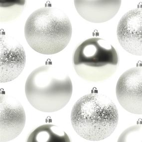 img 4 attached to 🎄 Festive, Shatterproof Ornaments Variety 20 Pack. 2.4-Inch Matte, Shiny, Sequin, and Glitter Bulk Plastic Christmas Holiday Ball & Hook Set. DIY with Fun Silver Baubles for Xmas Trees, Wreaths, or Garlands