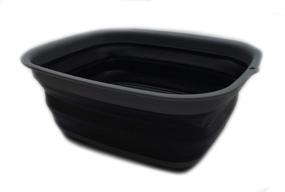 img 4 attached to 🔄 SAMMART 9.45L (2.5 Gallon) Collapsible Tub - Portable Dish Washing Basin - Compact Foldable Washtub - Space Saving Plastic Container (Grey/Black, M)