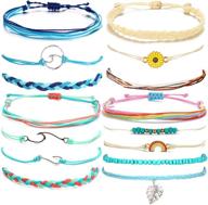 🌻 handmade waterproof sunflower string bracelets: trendy braided wave bracelet for teen girls, women & bohemian jewelry lovers at beach logo