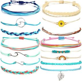 img 4 attached to 🌻 Handmade Waterproof Sunflower String Bracelets: Trendy Braided Wave Bracelet for Teen Girls, Women & Bohemian Jewelry Lovers at Beach