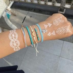 img 1 attached to 🌻 Handmade Waterproof Sunflower String Bracelets: Trendy Braided Wave Bracelet for Teen Girls, Women & Bohemian Jewelry Lovers at Beach