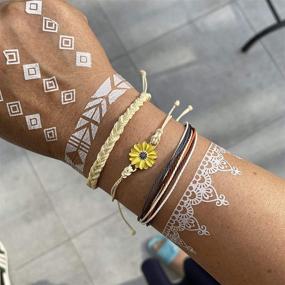 img 2 attached to 🌻 Handmade Waterproof Sunflower String Bracelets: Trendy Braided Wave Bracelet for Teen Girls, Women & Bohemian Jewelry Lovers at Beach