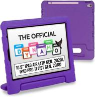 📱 cooper dynamo rugged kids case for 10.9" ipad air (2020) & 11" ipad pro (2018) - protective foam cover, stand, handle, pencil charge slot (purple) logo