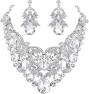💎 brilove crystal teardrop filigree leaf bohemian statement necklace dangle earrings set for women logo
