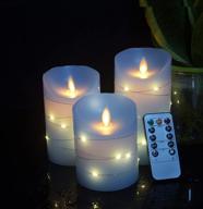 🕯️ sky blue flameless candle with built-in light string, set of 3 led candles, remote control with 10-key, 24-hour timer function, flashing & solid wax, battery operated логотип