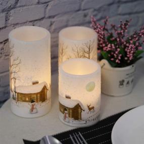 img 1 attached to 🕯️ GenSwin Christmas Snowman Flameless Candles: Flickering Battery-Operated with Timer, Real Wax LED Pillar Candles for Cozy Winter Decor - Pack of 3