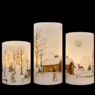 🕯️ genswin christmas snowman flameless candles: flickering battery-operated with timer, real wax led pillar candles for cozy winter decor - pack of 3 логотип