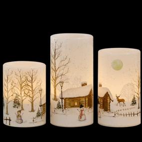 img 4 attached to 🕯️ GenSwin Christmas Snowman Flameless Candles: Flickering Battery-Operated with Timer, Real Wax LED Pillar Candles for Cozy Winter Decor - Pack of 3