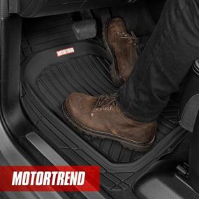 img 1 attached to 🚗 Motor Trend FlexTough Plus Black Rubber Car Floor Mats: All-Weather Deep Dish Automotive Mats, Heavy Duty Trim-to-Fit Design, Odorless Liners for Cars, Trucks, Vans, SUVs