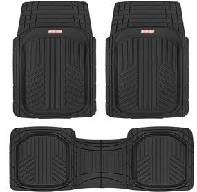 img 3 attached to 🚗 Motor Trend FlexTough Plus Black Rubber Car Floor Mats: All-Weather Deep Dish Automotive Mats, Heavy Duty Trim-to-Fit Design, Odorless Liners for Cars, Trucks, Vans, SUVs