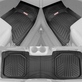 img 4 attached to 🚗 Motor Trend FlexTough Plus Black Rubber Car Floor Mats: All-Weather Deep Dish Automotive Mats, Heavy Duty Trim-to-Fit Design, Odorless Liners for Cars, Trucks, Vans, SUVs
