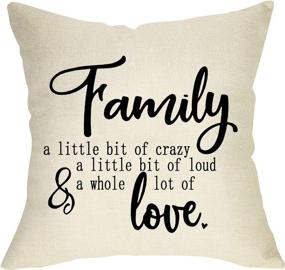 img 4 attached to 🏡 Softxpp Family Quotes Rustic Throw Pillow Cover: Add Crazy Loud Love to Your Home Decor with this Decorative Farmhouse Cushion Case | 18" x 18" Cotton Linen Square Pillowcase for Sofa Couch Decorations