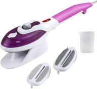 🔥 portable handheld steam iron with temperature control, garment steamer for wrinkle-free clothes, fast heat-up, fabric steam brush for home and travel - purple logo