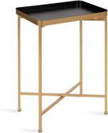 kate and laurel celia modern tray side table 18x12x26 black gold foldable rectangular end table storage display logo