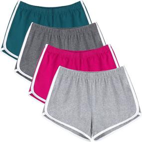 img 4 attached to 🩳 URATOT 4 Pack Women's Cotton Yoga Sports Shorts - Ideal for Gym, Dance & Dolphin Running Activities