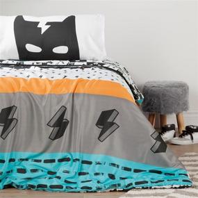 img 3 attached to 🦸 Superhero-Themed South Shore DreamIt Full Comforter & Pillowcases Set, Reversible, Black/White - 2 Piece Bundle