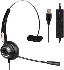 img 4 attached to 🎧 USB Компьютерная гарнитура с шумоподавлением и микрофоном – идеально подходит для колл-центров, Skype, ПК, ноутбуков, Mac – бизнес-классная черная гарнитура.