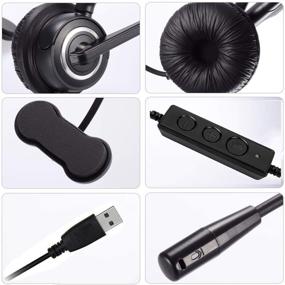img 1 attached to 🎧 USB Компьютерная гарнитура с шумоподавлением и микрофоном – идеально подходит для колл-центров, Skype, ПК, ноутбуков, Mac – бизнес-классная черная гарнитура.