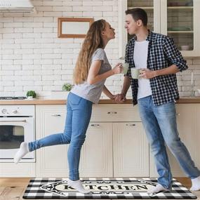 img 1 attached to 👩 Набор ковриков для кухни AbovHom 2 шт.: анти-усталостные комфортные половые коврики для кухни - водонепроницаемые ПВХ, антискользящие стоячие коврики (17x28 дюймов + 17x47 дюймов, черно-белая клетка)