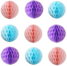 img 4 attached to 🎈 9-Pack 8-inch Honeycomb Tissue Paper Balls - Party, Wedding, Baby Shower Decorations in Baby Pink, Baby Blue, and Purple
