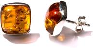 🕰️ timeless elegance: amber sterling silver perfect square stud earrings logo