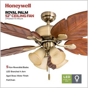 img 3 attached to 🌴 Review: Honeywell Ceiling Fans 50504-01 Royal Palm Ceiling Fan, 52-inch, Aged Brass - Best Features and Performance