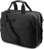 expandable laptop bag, bagsmart briefcase for 17.3 inch computers, lockable design, unisex - black logo