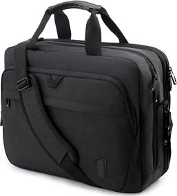 img 4 attached to Expandable Laptop Bag, BAGSMART Briefcase for 17.3 Inch Computers, Lockable Design, Unisex - Black