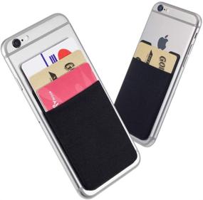 img 2 attached to 📱 Sinjimoru Phone Card Holder for Back of Phone: Stick-On Wallet. Sinji Pouch Basic4 Dual Pack in Black