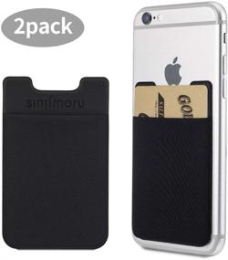 img 4 attached to 📱 Sinjimoru Phone Card Holder for Back of Phone: Stick-On Wallet. Sinji Pouch Basic4 Dual Pack in Black