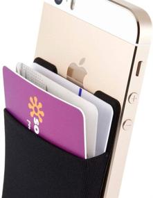 img 3 attached to 📱 Sinjimoru Phone Card Holder for Back of Phone: Stick-On Wallet. Sinji Pouch Basic4 Dual Pack in Black