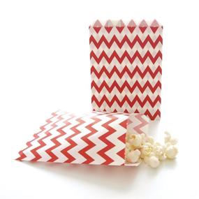 img 1 attached to 🎁 AKOAK 50 Pcs 5 x 7 Inches White and Red Wave Striped Paper Bags for Holiday Wedding Christmas Favor Candy Treats