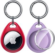 🔮 leyi silicone airtag case [2 pack], full body protector with keychain - purple/red - compatible for apple airtags key finder, dog collar logo