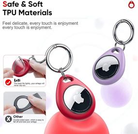 img 3 attached to 🔮 LeYi Silicone AirTag Case [2 Pack], Full Body Protector with Keychain - Purple/Red - Compatible for Apple AirTags Key Finder, Dog Collar