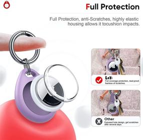 img 2 attached to 🔮 LeYi Silicone AirTag Case [2 Pack], Full Body Protector with Keychain - Purple/Red - Compatible for Apple AirTags Key Finder, Dog Collar