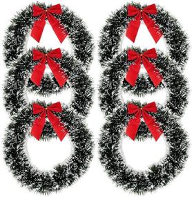 img 4 attached to 🎄 6 Christmas Wreath for Front Door with Red Bow - 13-Inch Winter Decoration, Wall Decor Hanging Wreaths, Kitchen Decorations, Artificial Home Decor, Holiday Indoor Window