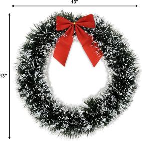 img 3 attached to 🎄 6 Christmas Wreath for Front Door with Red Bow - 13-Inch Winter Decoration, Wall Decor Hanging Wreaths, Kitchen Decorations, Artificial Home Decor, Holiday Indoor Window