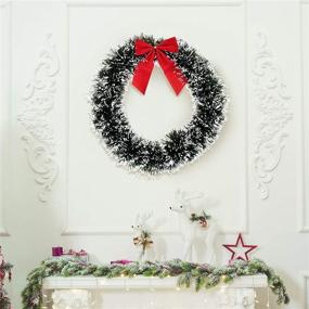 img 1 attached to 🎄 6 Christmas Wreath for Front Door with Red Bow - 13-Inch Winter Decoration, Wall Decor Hanging Wreaths, Kitchen Decorations, Artificial Home Decor, Holiday Indoor Window